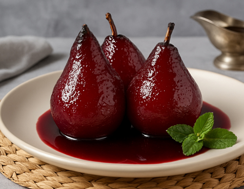 Peras al vino tinto flameadas Spanische- & lateinamerikanische Desserts